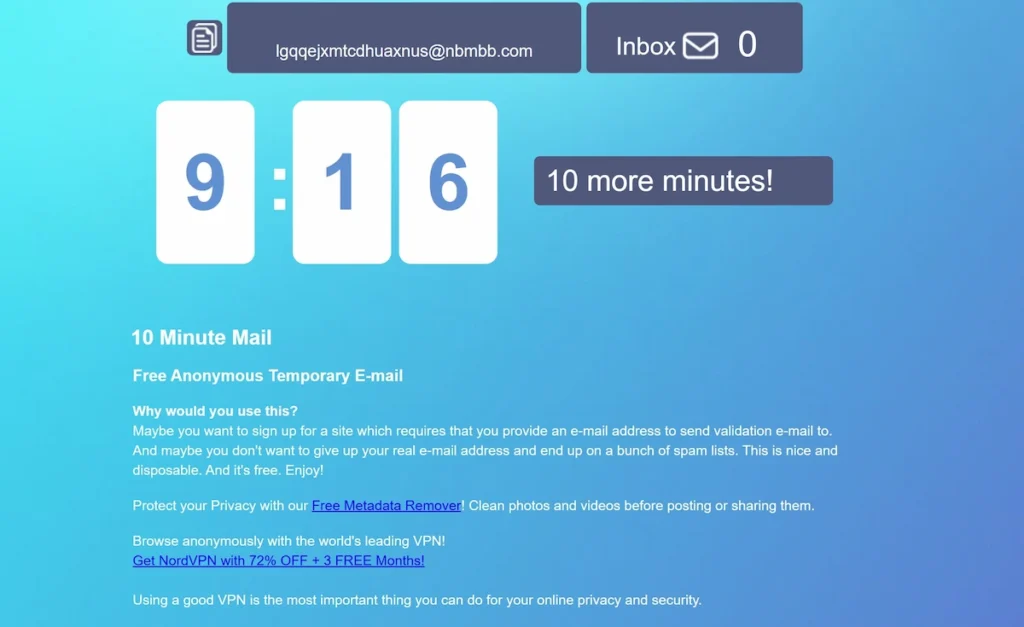 10minutemail
