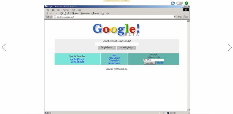سایت گوگل در سال 1998 | کاوش سایت